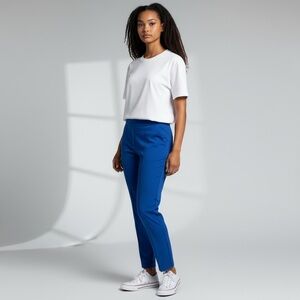 Tory Burch Blue Ankle Pants Side Zip Cotton Spandex Blend Women's Size 2 NWOT‎